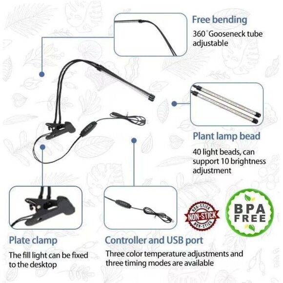 360° LED Grow Light for Indoor Plants - Full Spectrum, USB-Powered, 10-Level - Picture 7 of 9